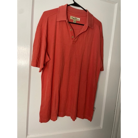 Tommy Bahama Men's Coral Silk Cotton Polo Shirt Medium Short Sleeve - Picture 1 of 3